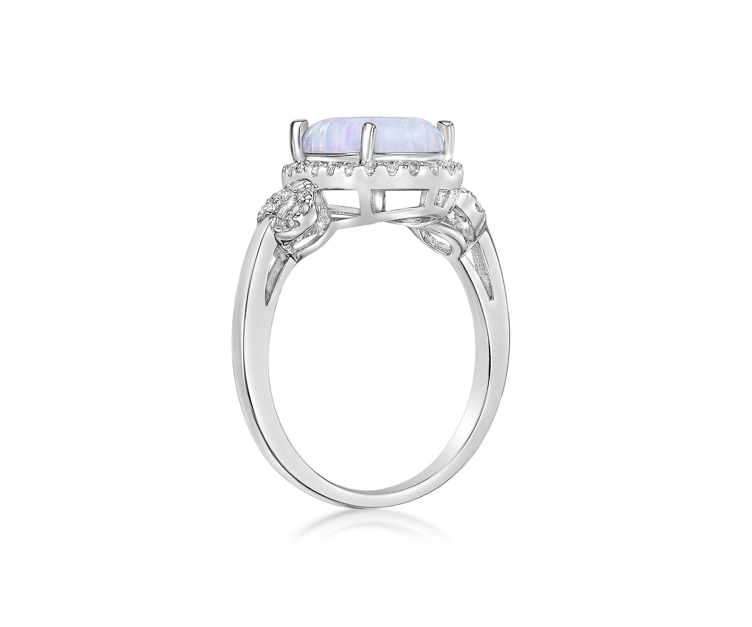 Lab Created 1 ct. t.w. Lab-created Opal and 3/8 ct. t.w. Lab-Created White Sapphire Ring in Sterling Silver