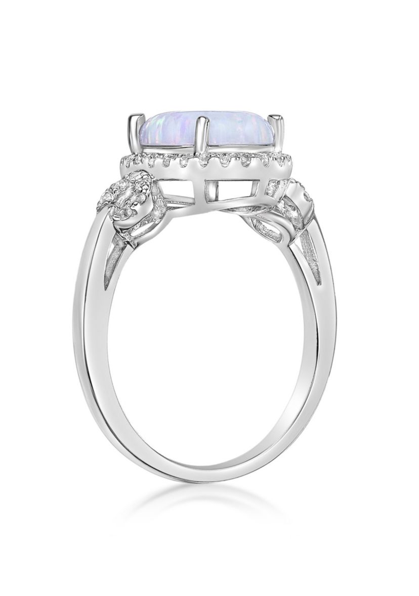 Lab Created 1 ct. t.w. Lab-created Opal and 3/8 ct. t.w. Lab-Created White Sapphire Ring in Sterling Silver