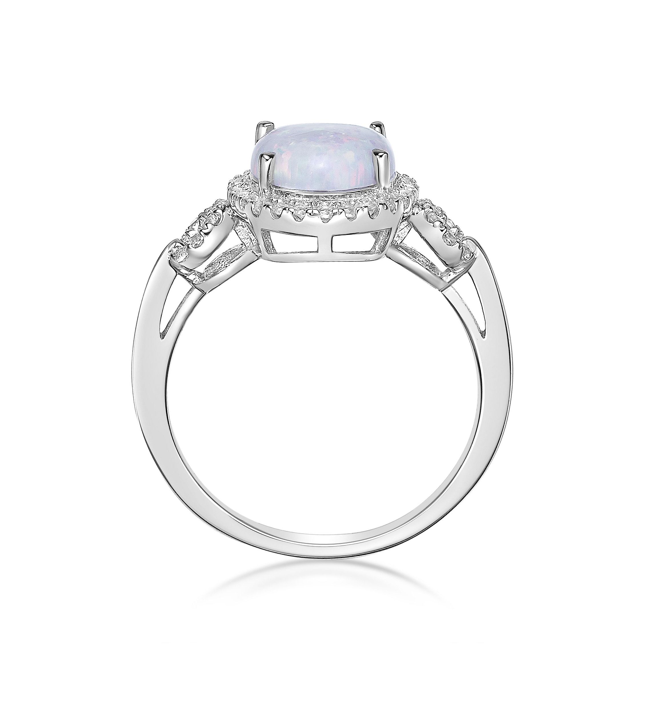 Lab Created 1 ct. t.w. Lab-created Opal and 3/8 ct. t.w. Lab-Created White Sapphire Ring in Sterling Silver