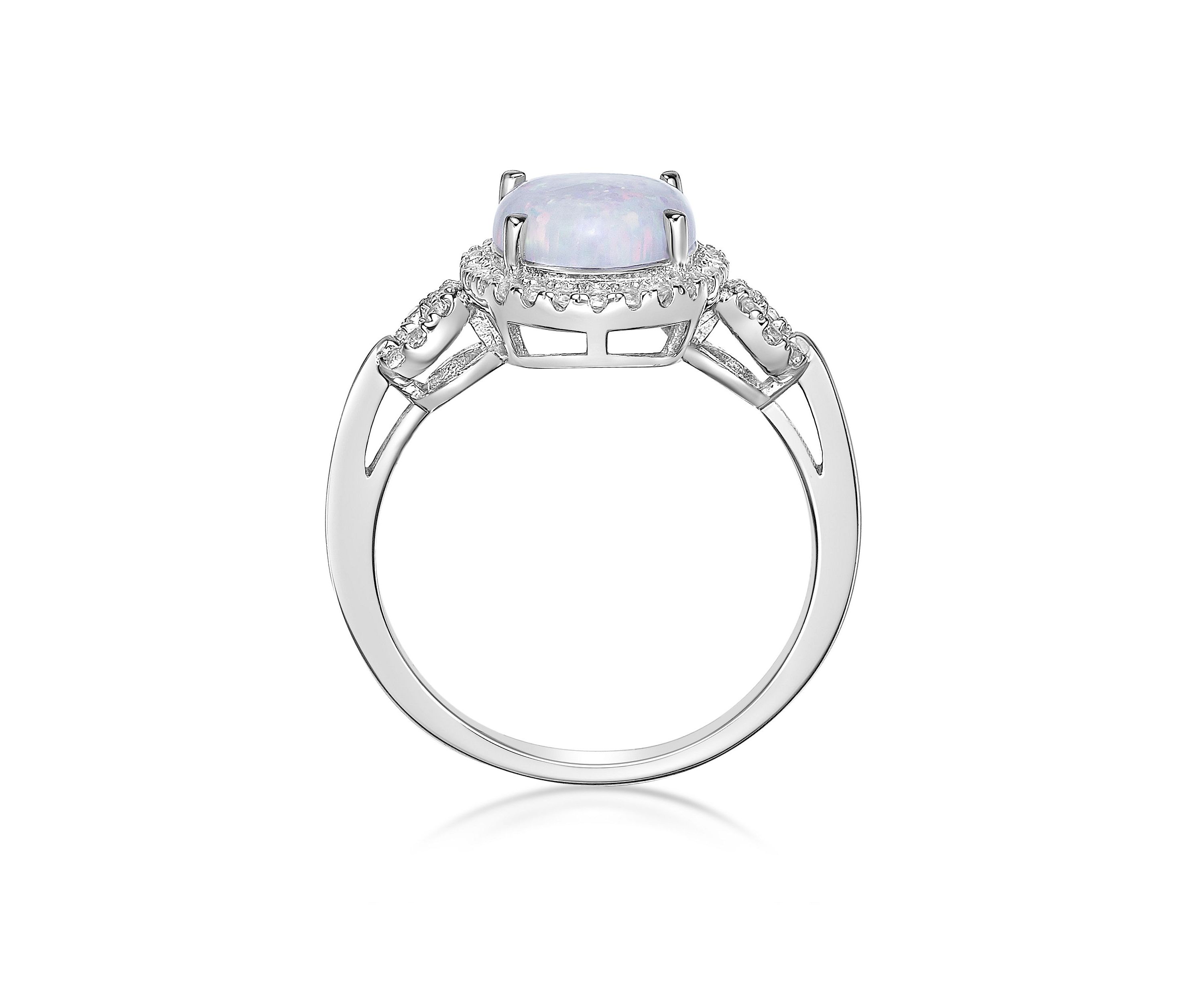 Lab Created 1 ct. t.w. Lab-created Opal and 3/8 ct. t.w. Lab-Created White Sapphire Ring in Sterling Silver