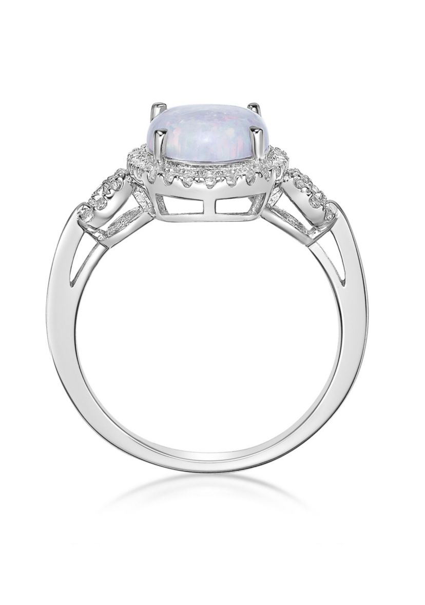 Lab Created 1 ct. t.w. Lab-created Opal and 3/8 ct. t.w. Lab-Created White Sapphire Ring in Sterling Silver