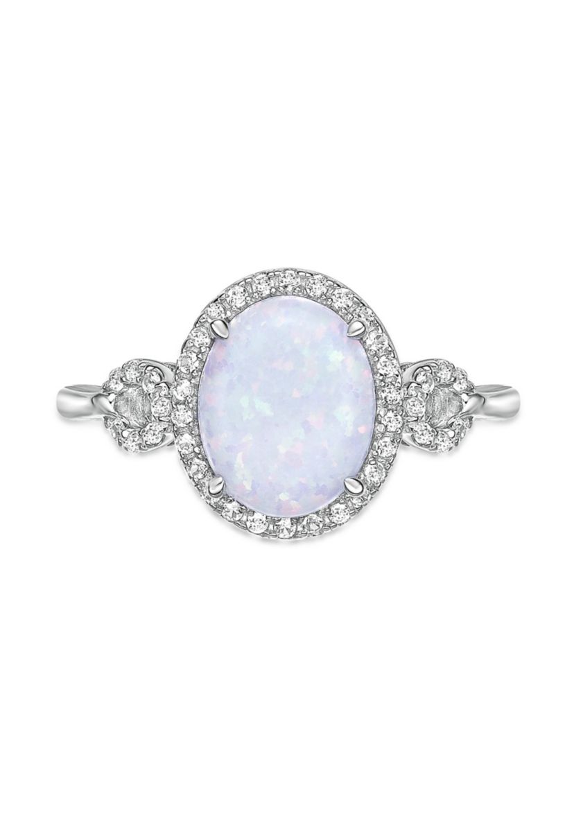Lab Created 1 ct. t.w. Lab-created Opal and 3/8 ct. t.w. Lab-Created White Sapphire Ring in Sterling Silver