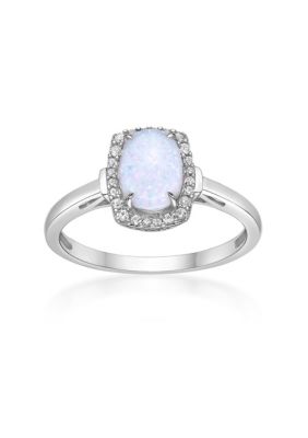 Belk & Co Lab Created 1 Ct. T.w. Lab-Created Opal And 1/4 Ct. T.w. Lab-Created White Sapphire Ring In Sterling Silver, 5 -  0736966933778