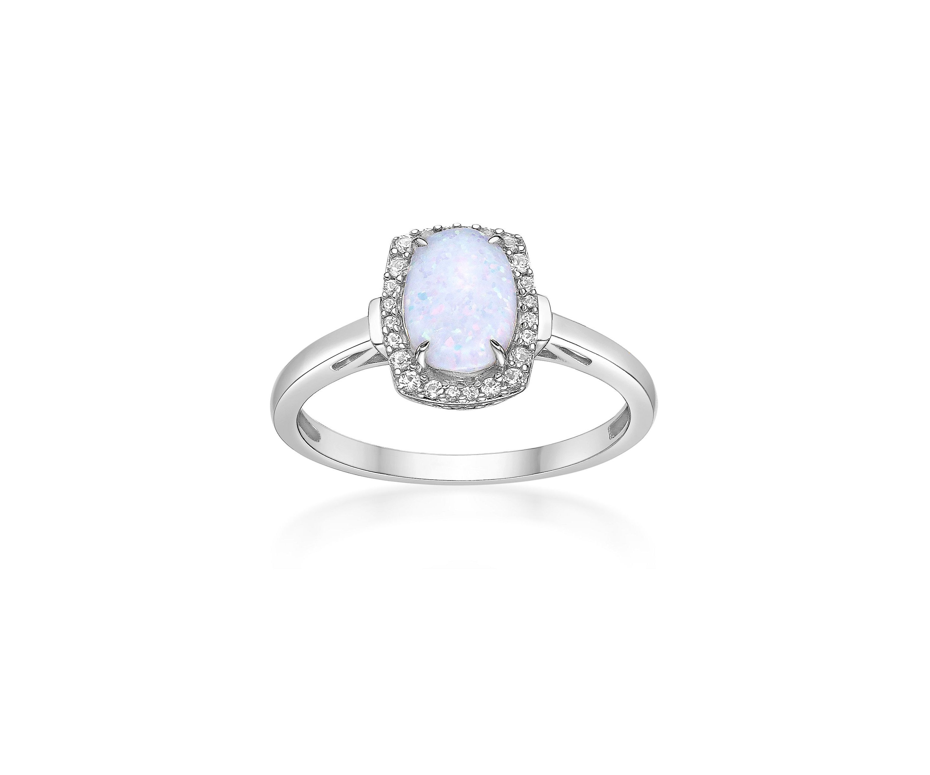 Lab Created 1 ct. t.w. Lab-created Opal and 1/4 ct. t.w. Lab-Created White Sapphire Ring in Sterling Silver