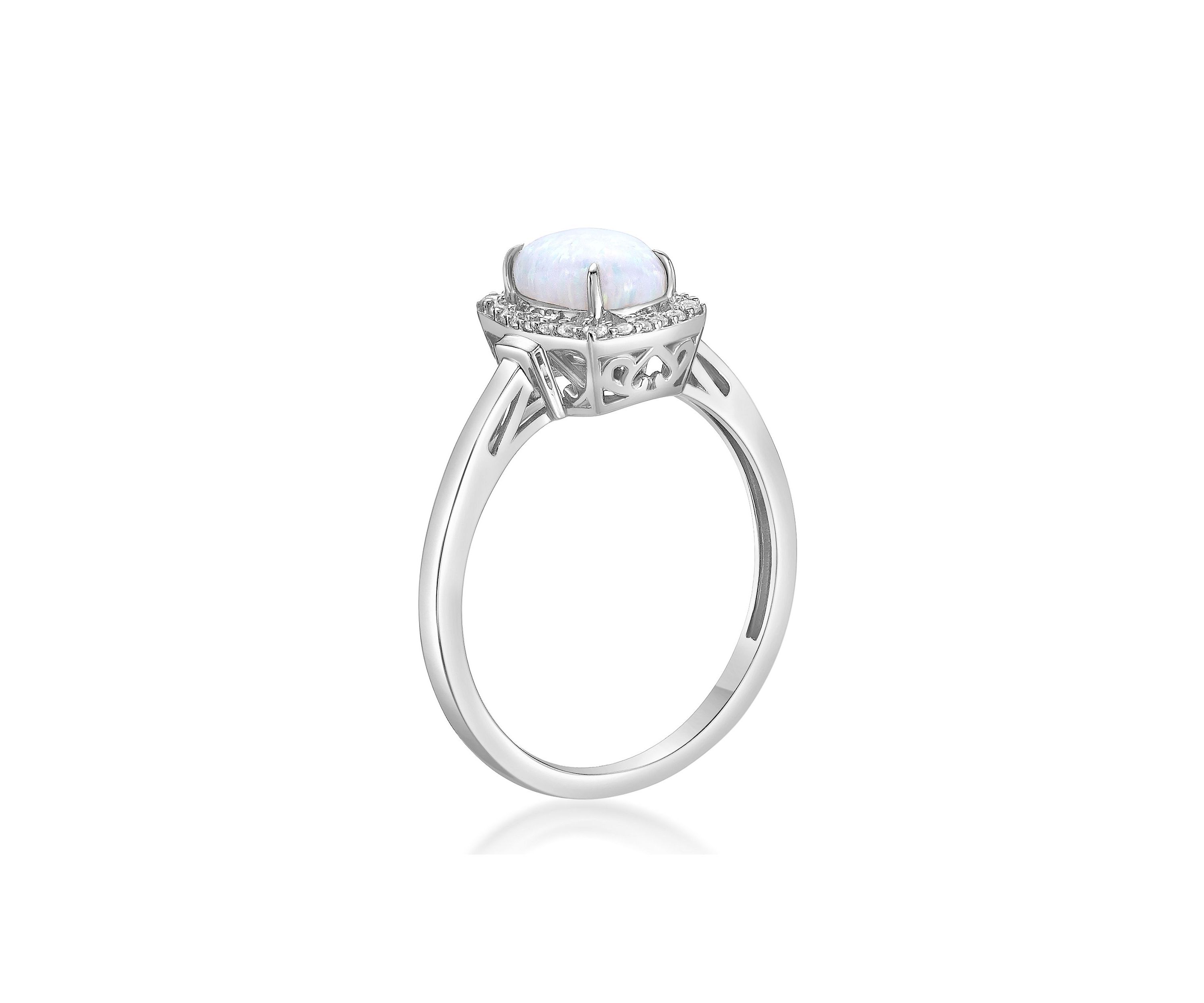 Lab Created 1 ct. t.w. Lab-created Opal and 1/4 ct. t.w. Lab-Created White Sapphire Ring in Sterling Silver