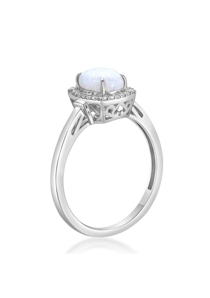 Lab Created 1 ct. t.w. Lab-created Opal and 1/4 ct. t.w. Lab-Created White Sapphire Ring in Sterling Silver