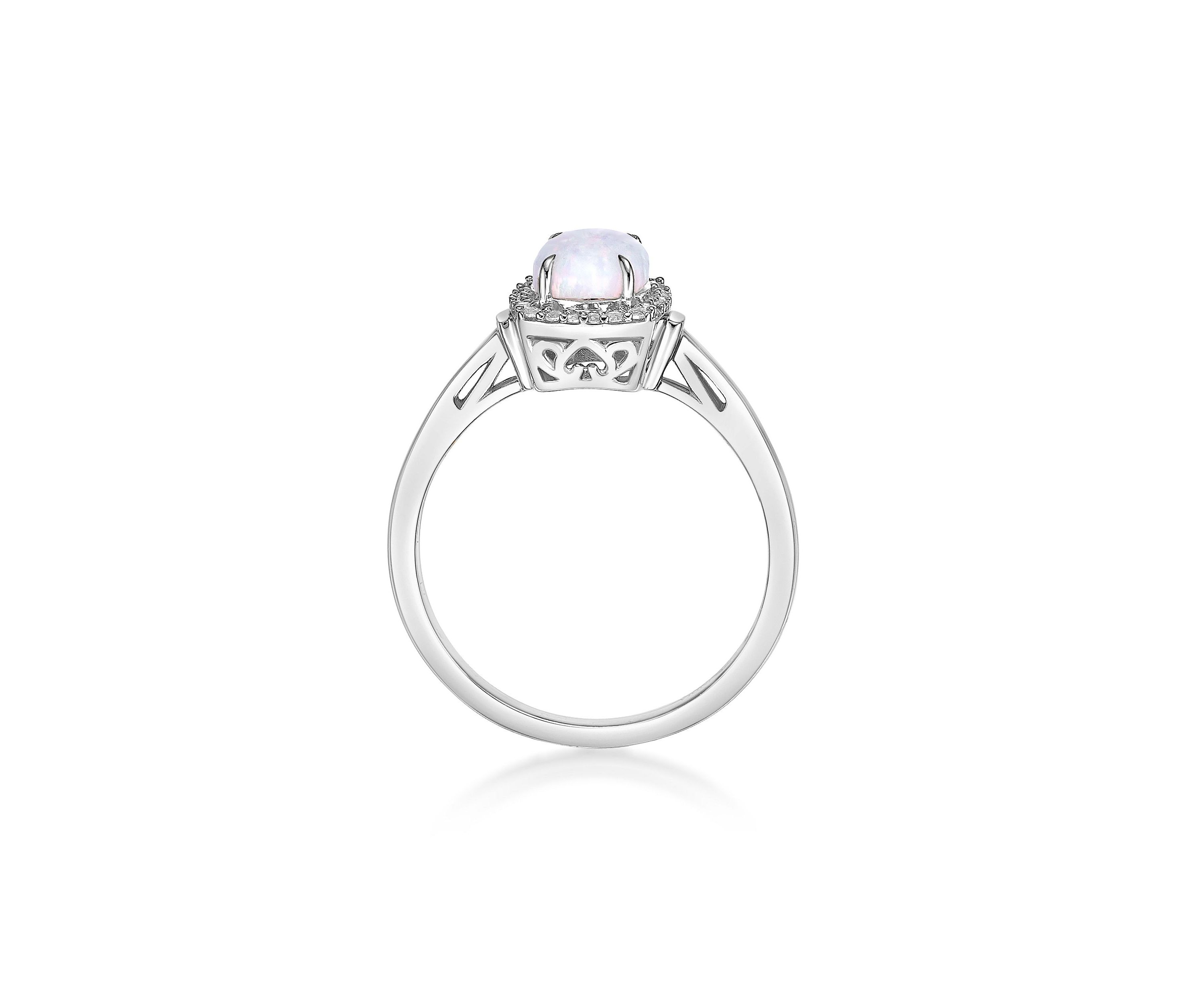 Lab Created 1 ct. t.w. Lab-created Opal and 1/4 ct. t.w. Lab-Created White Sapphire Ring in Sterling Silver