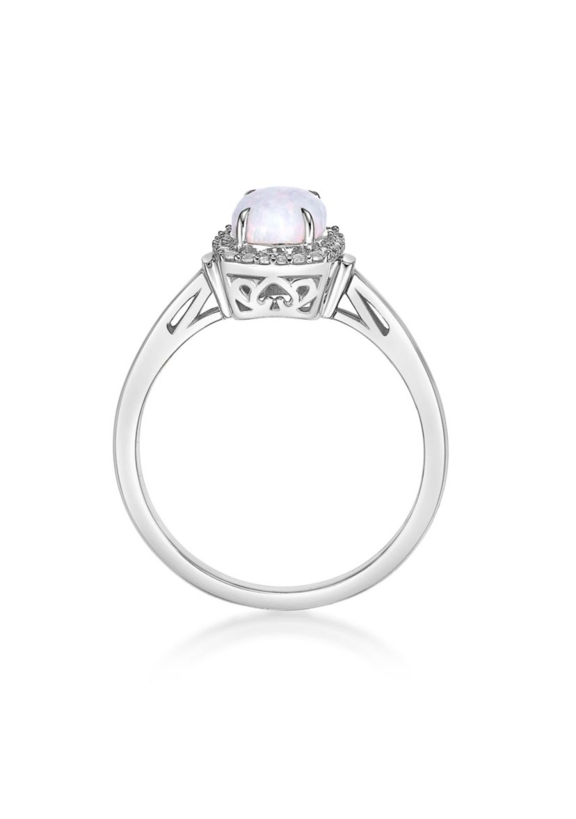 Lab Created 1 ct. t.w. Lab-created Opal and 1/4 ct. t.w. Lab-Created White Sapphire Ring in Sterling Silver