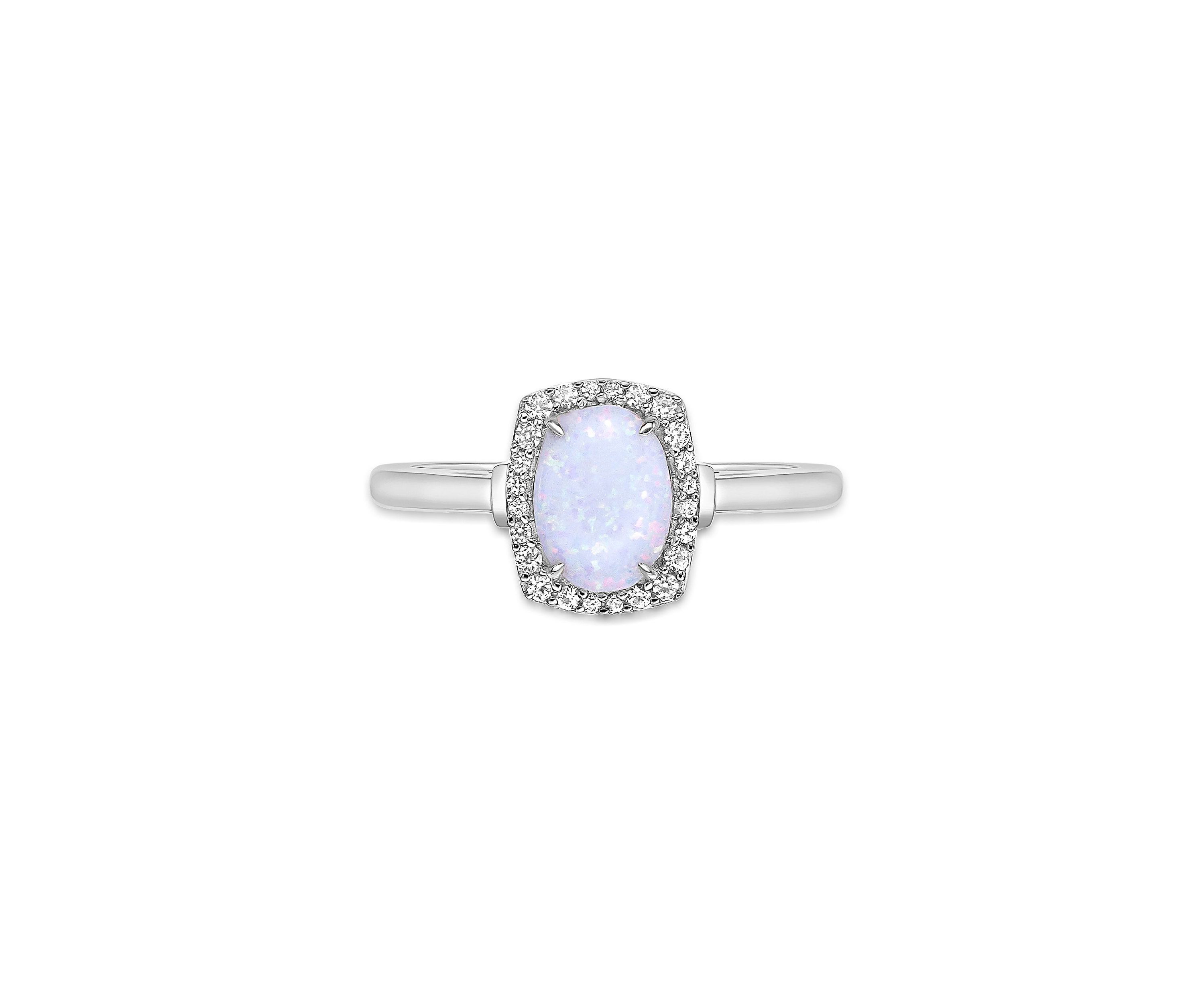 Lab Created 1 ct. t.w. Lab-created Opal and 1/4 ct. t.w. Lab-Created White Sapphire Ring in Sterling Silver