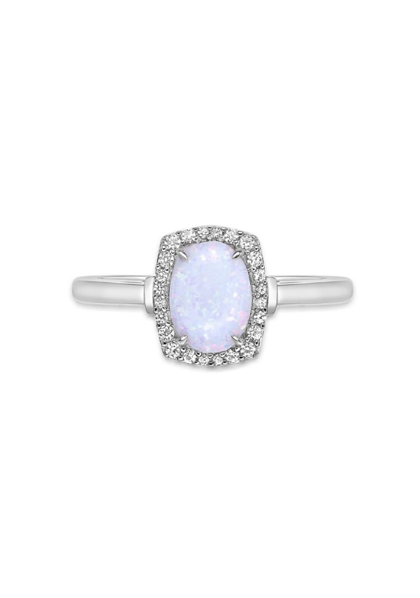 Lab Created 1 ct. t.w. Lab-created Opal and 1/4 ct. t.w. Lab-Created White Sapphire Ring in Sterling Silver