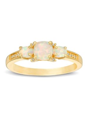 Gemminded Lab Created 0.59 ct. t.w. Lab-created Opal and Diamond Accent Ring in Gold Plated Sterling Silver