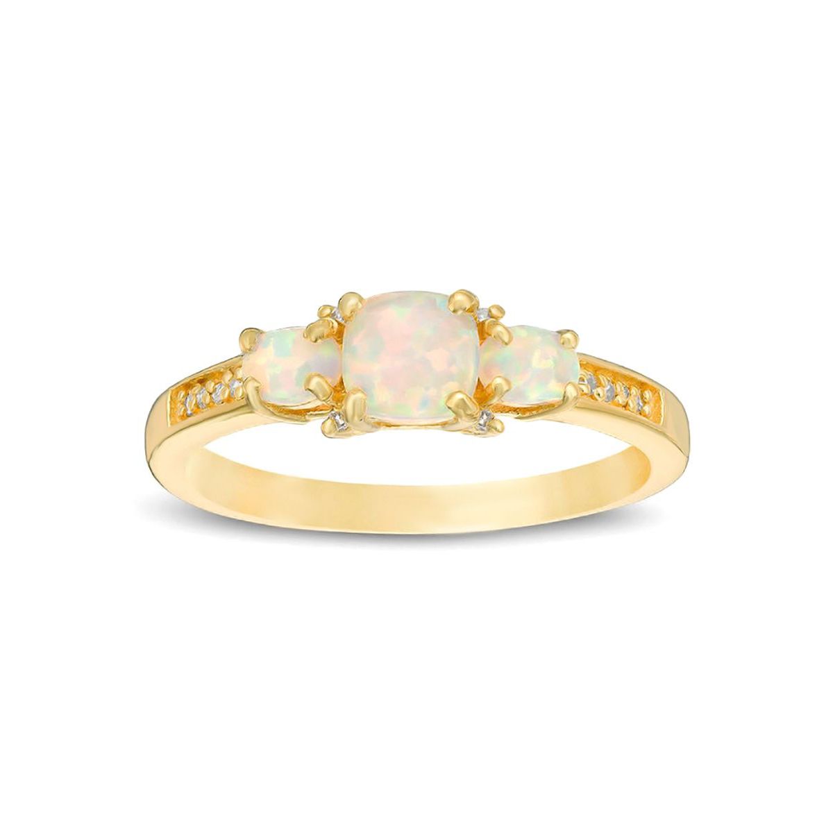 Lab Created 0.59 ct. t.w. Lab-created Opal and Diamond Accent Ring in Gold Plated Sterling Silver