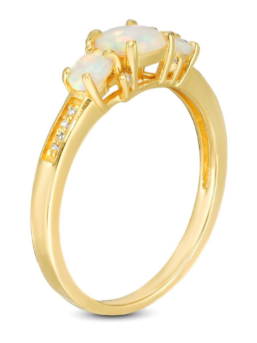 Lab Created 0.59 ct. t.w. Lab-created Opal and Diamond Accent Ring in Gold Plated Sterling Silver