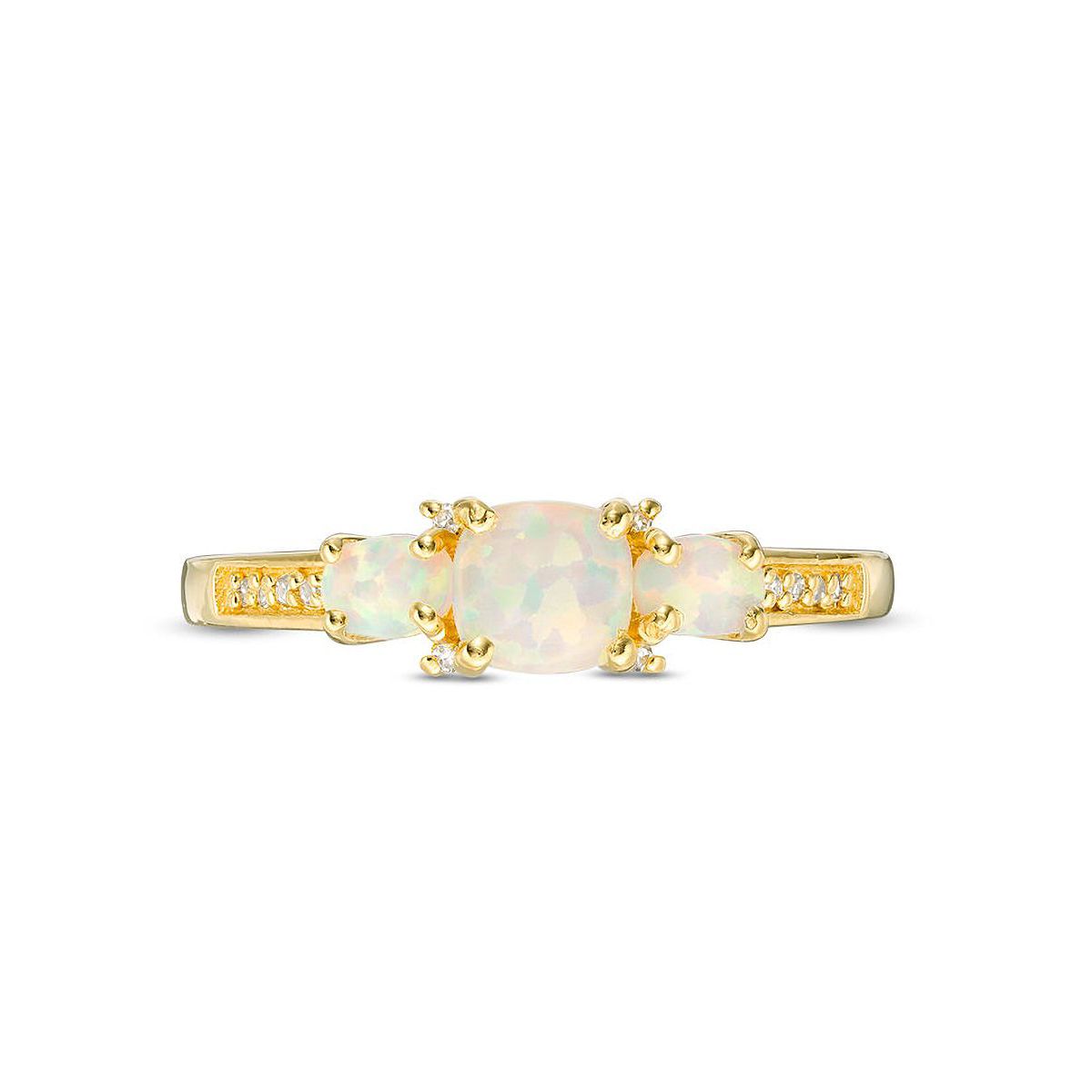 Lab Created 0.59 ct. t.w. Lab-created Opal and Diamond Accent Ring in Gold Plated Sterling Silver
