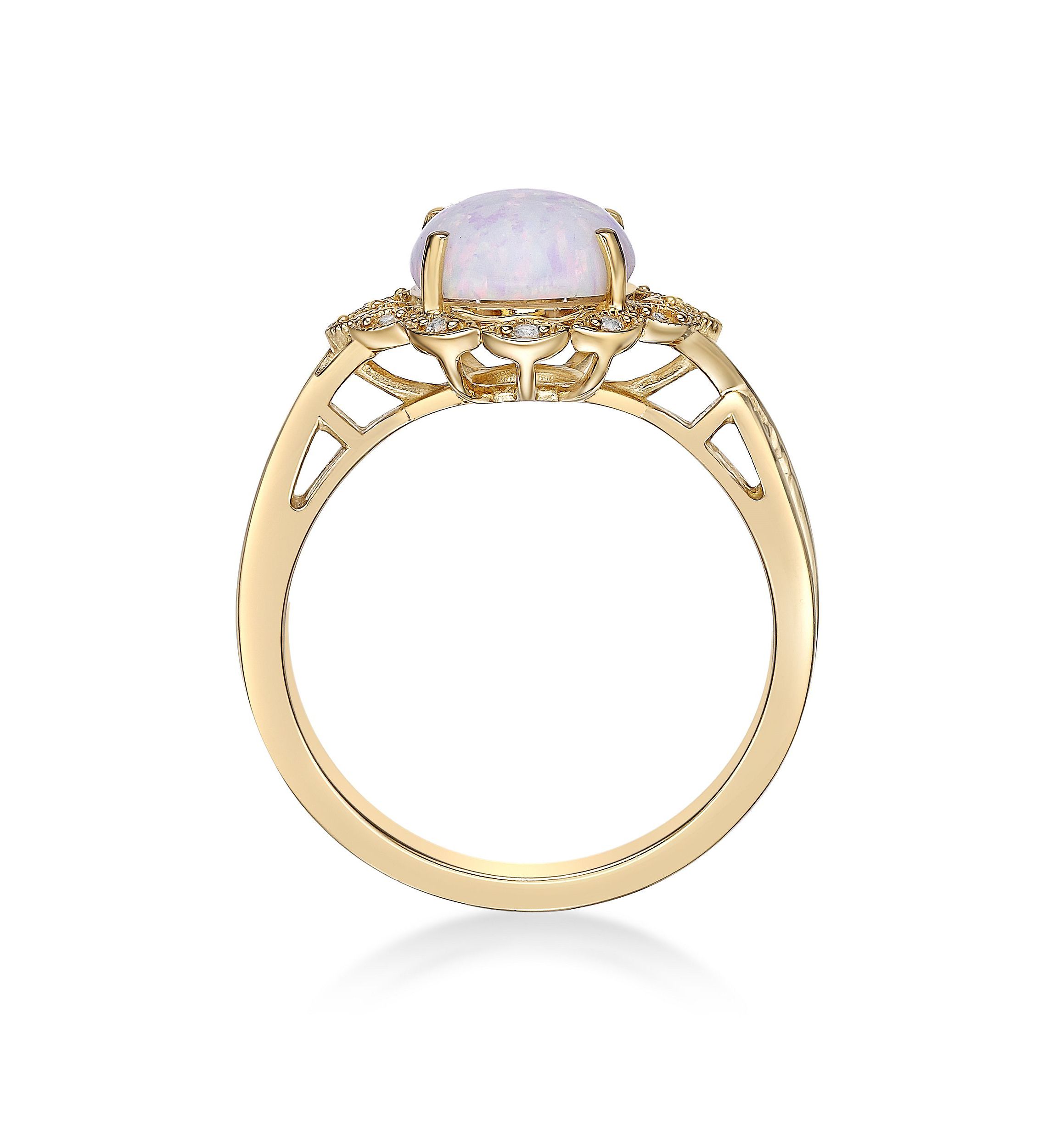 Lab Created 1 ct. t.w. Lab-created Opal and 1/10 ct. t.w. Lab-Created White Sapphire Ring in Gold Plated Sterling Silver