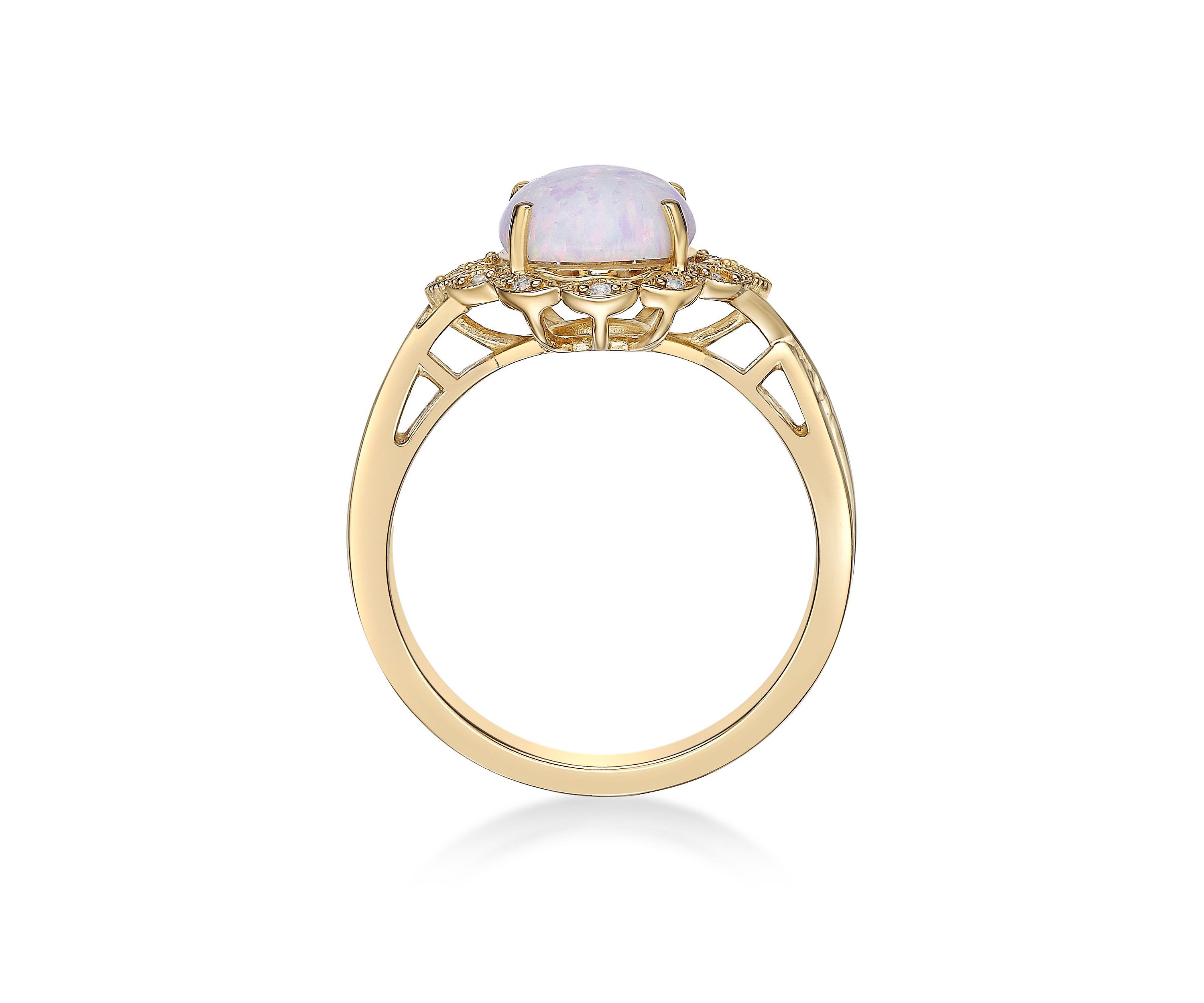 Lab Created 1 ct. t.w. Lab-created Opal and 1/10 ct. t.w. Lab-Created White Sapphire Ring in Gold Plated Sterling Silver