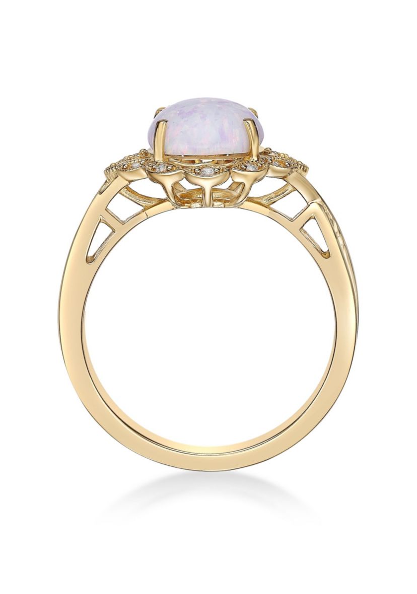 Lab Created 1 ct. t.w. Lab-created Opal and 1/10 ct. t.w. Lab-Created White Sapphire Ring in Gold Plated Sterling Silver