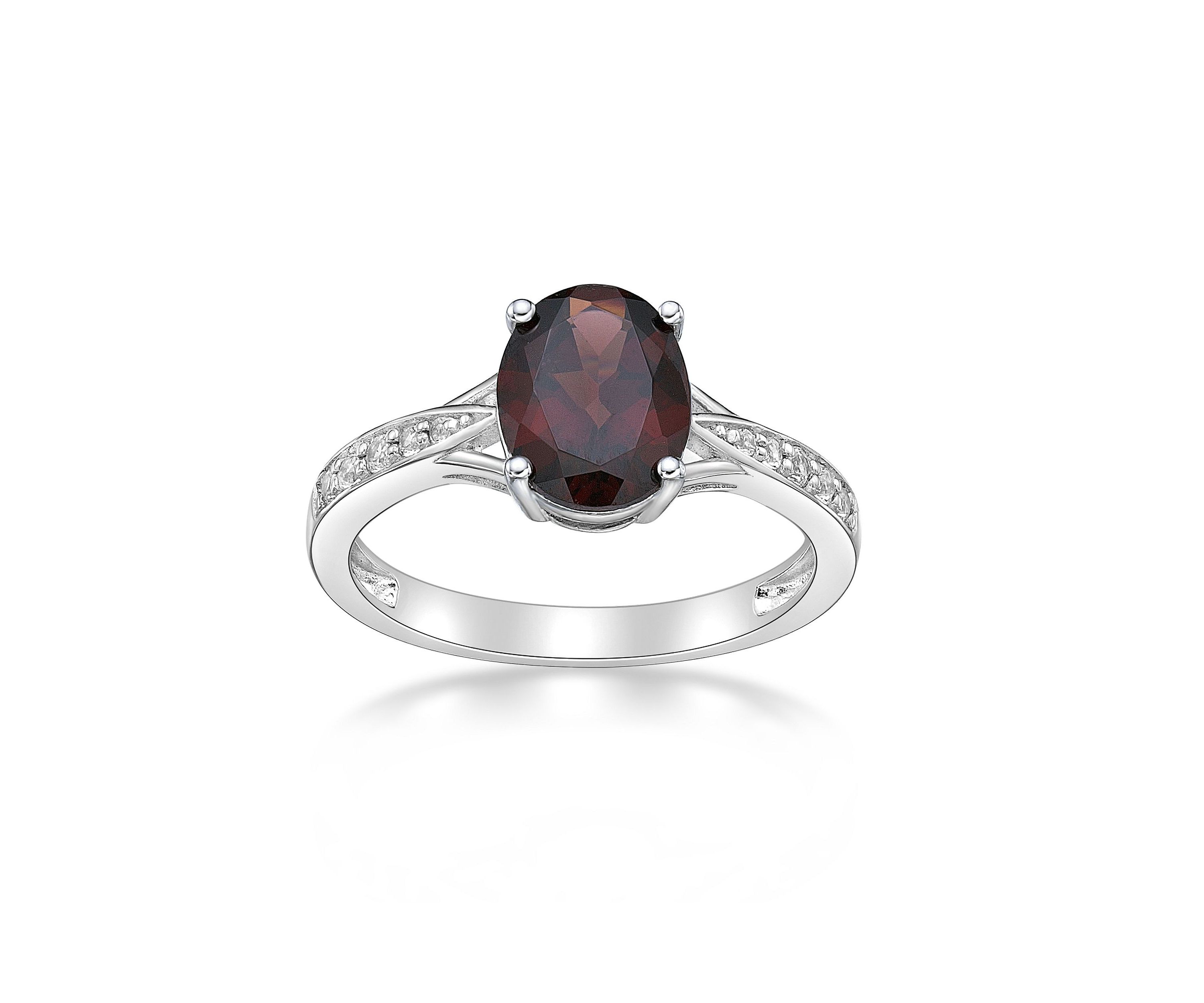 2.1 ct. t.w. Garnet and White Topaz Accent Ring in Sterling Silver