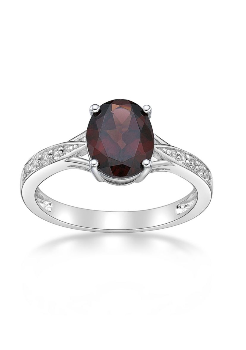 2.1 ct. t.w. Garnet and White Topaz Accent Ring in Sterling Silver