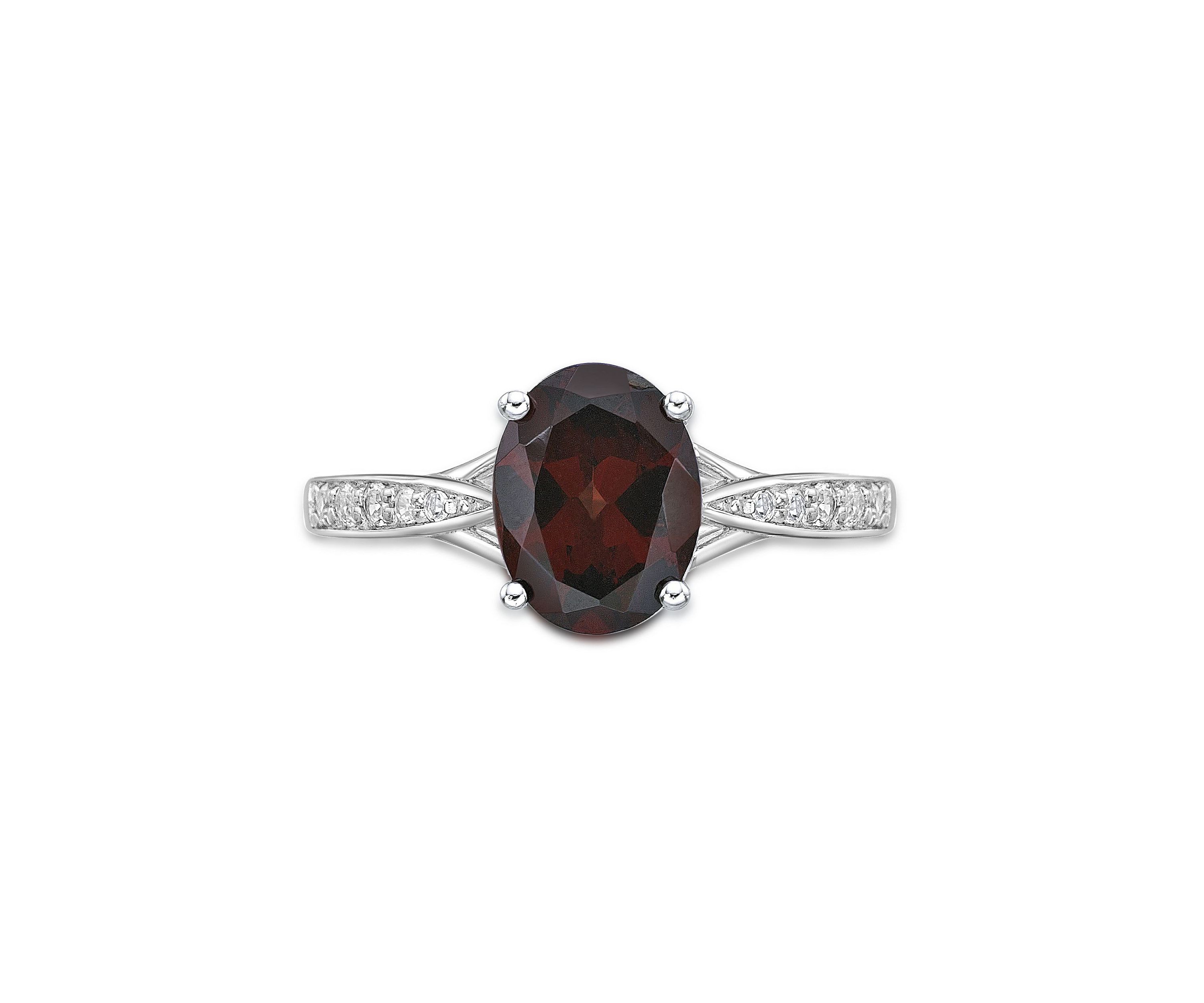 2.1 ct. t.w. Garnet and White Topaz Accent Ring in Sterling Silver
