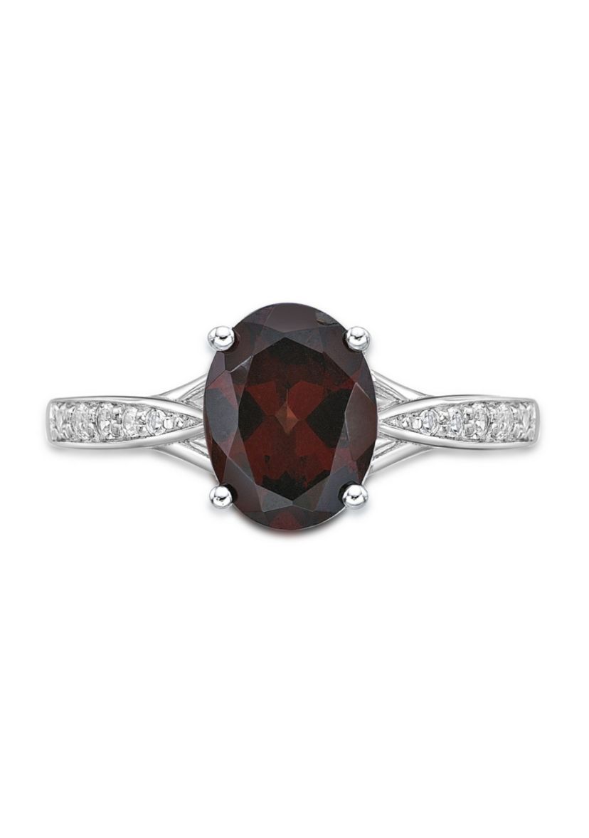 2.1 ct. t.w. Garnet and White Topaz Accent Ring in Sterling Silver