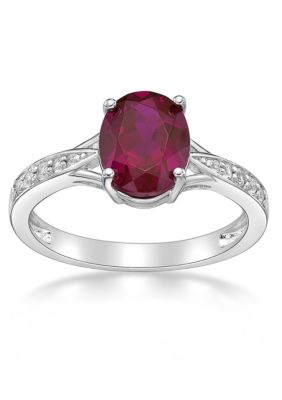 Belk & Co Lab Created 2.2 Ct. T.w. Lab-Created Ruby And Lab-Created White Sapphire Accent Ring In Sterling Silver, 5 -  0736966923489