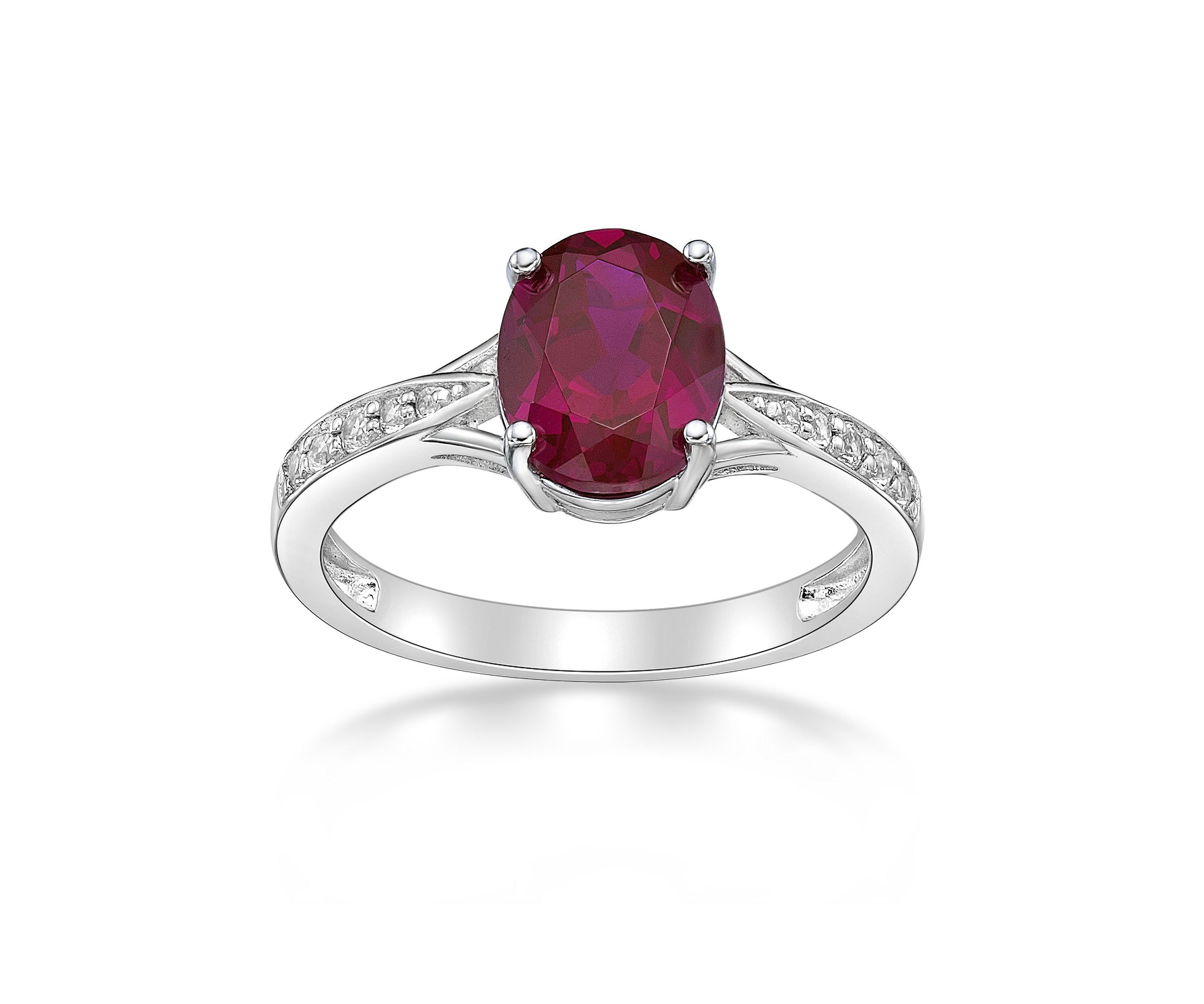 Lab Created 2.2 ct. t.w. Lab-created Ruby and Lab-created White Sapphire Accent Ring in Sterling Silver
