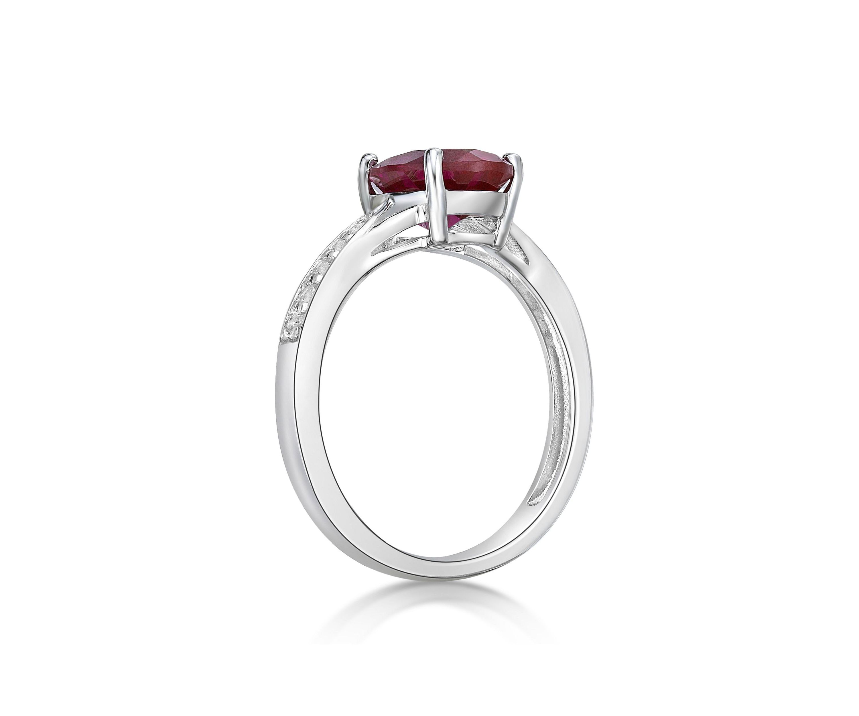 Lab Created 2.2 ct. t.w. Lab-created Ruby and Lab-created White Sapphire Accent Ring in Sterling Silver