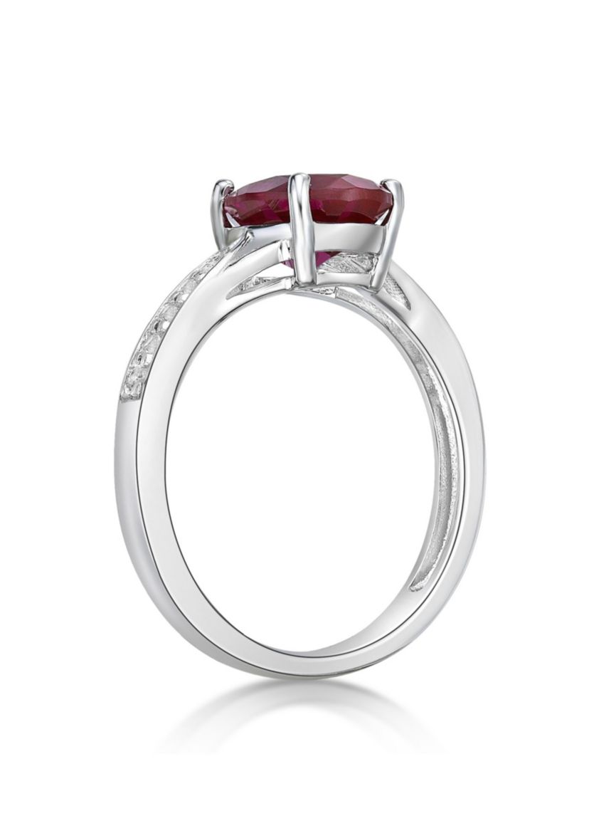 Lab Created 2.2 ct. t.w. Lab-created Ruby and Lab-created White Sapphire Accent Ring in Sterling Silver