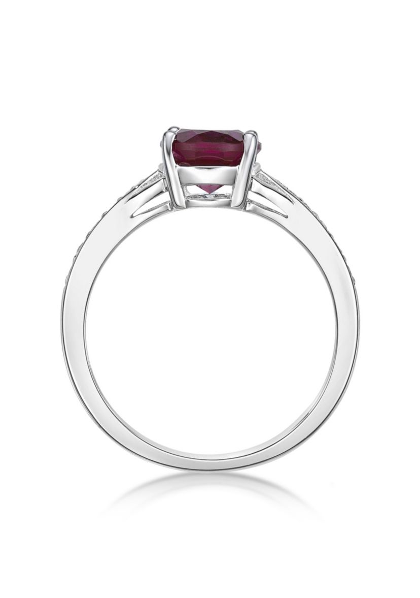 Lab Created 2.2 ct. t.w. Lab-created Ruby and Lab-created White Sapphire Accent Ring in Sterling Silver