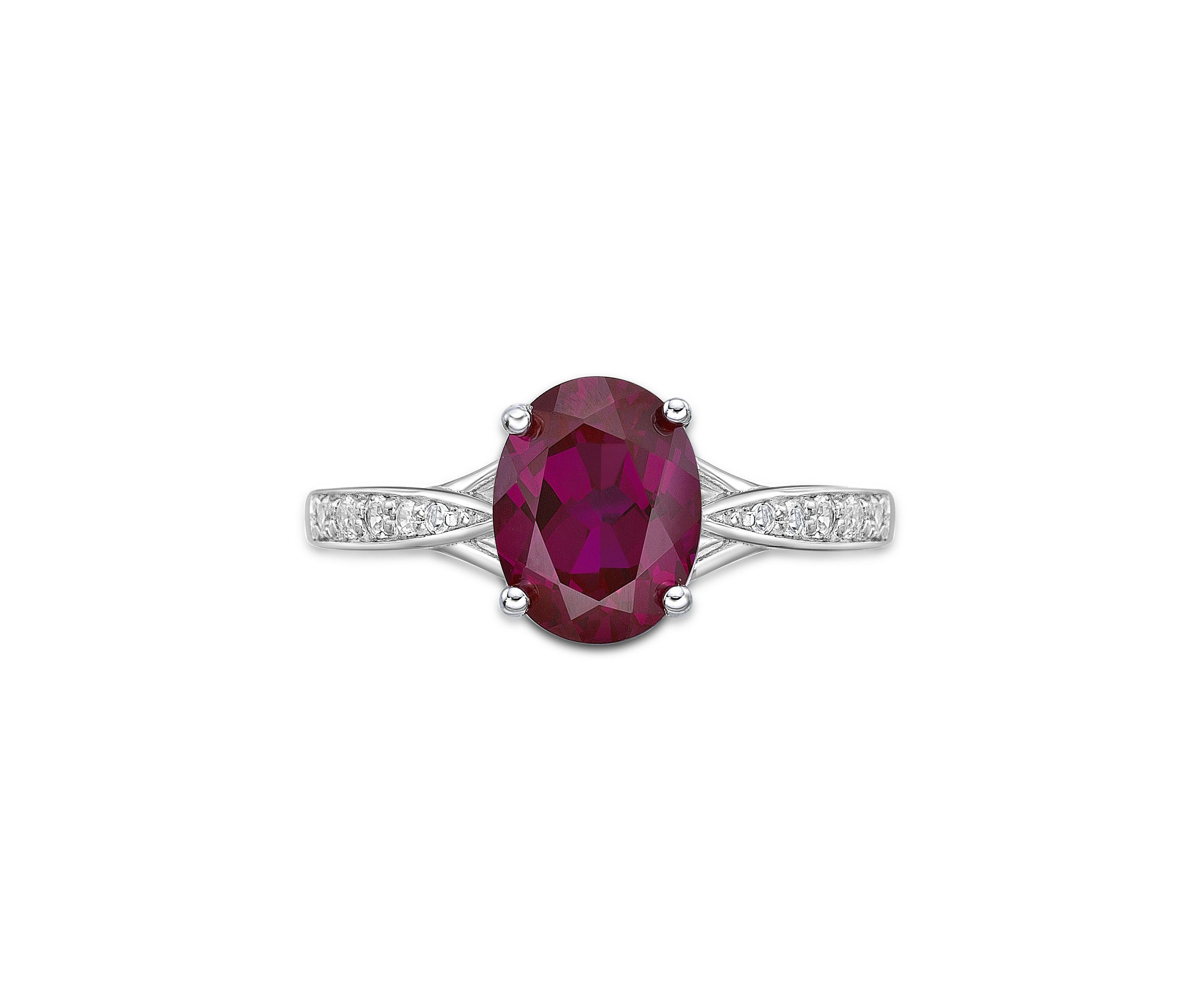 Lab Created 2.2 ct. t.w. Lab-created Ruby and Lab-created White Sapphire Accent Ring in Sterling Silver