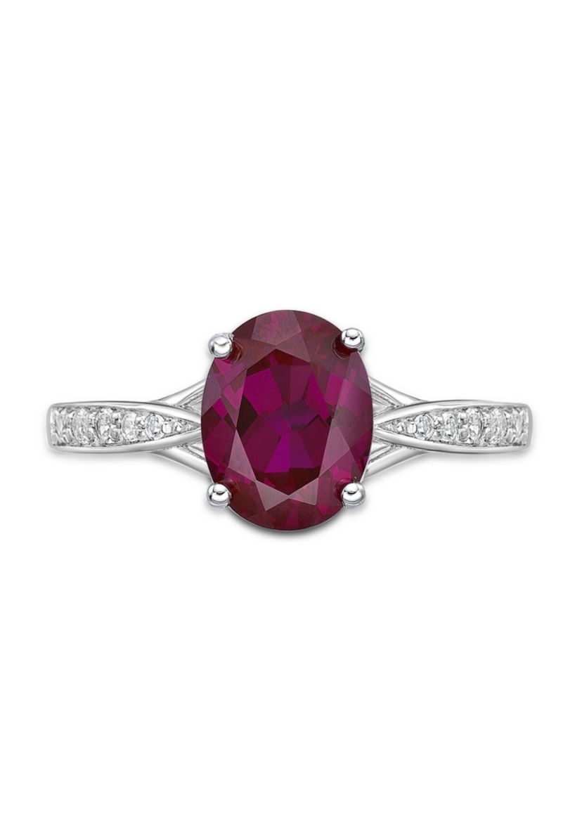 Lab Created 2.2 ct. t.w. Lab-created Ruby and Lab-created White Sapphire Accent Ring in Sterling Silver