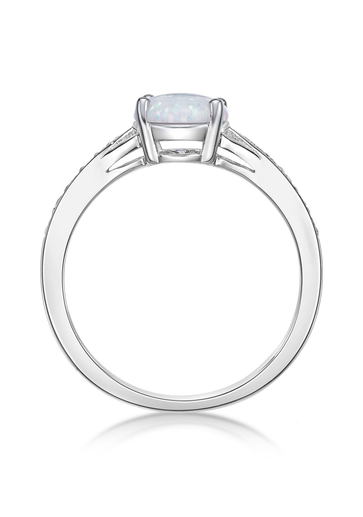 Lab Created 1.1 ct. t.w. Lab-created Opal and Lab-created White Sapphire Accent Ring in Sterling Silver