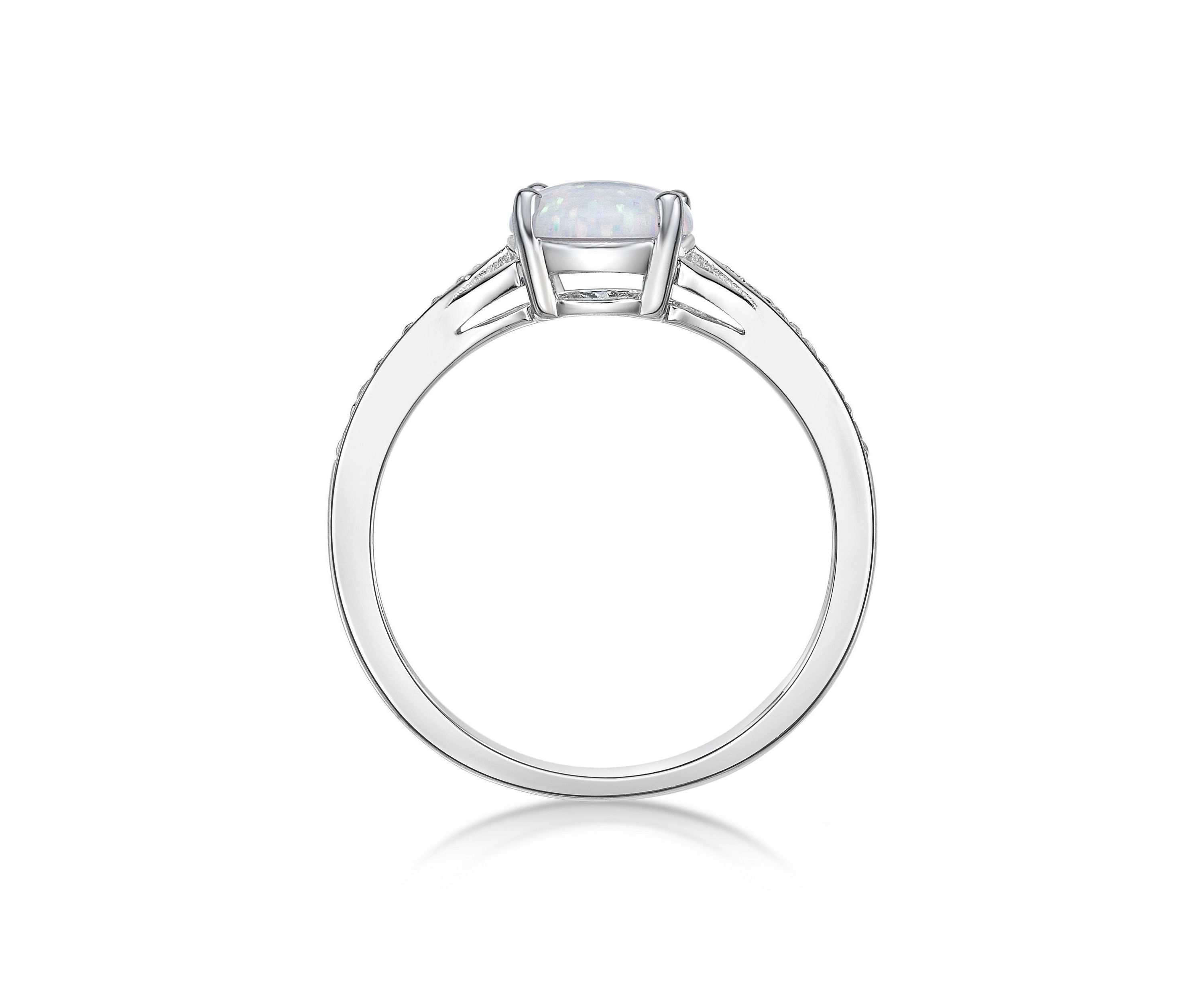 Lab Created 1.1 ct. t.w. Lab-created Opal and Lab-created White Sapphire Accent Ring in Sterling Silver