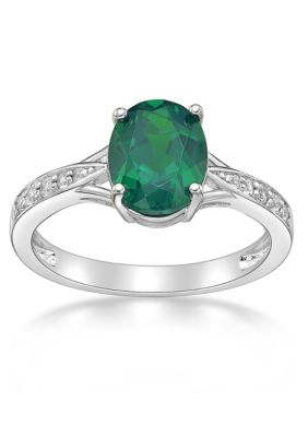 Gemminded Lab Created 1.8 ct. t.w. Lab-created Emerald and Lab-created White Sapphire Accent Ring in Sterling Silver