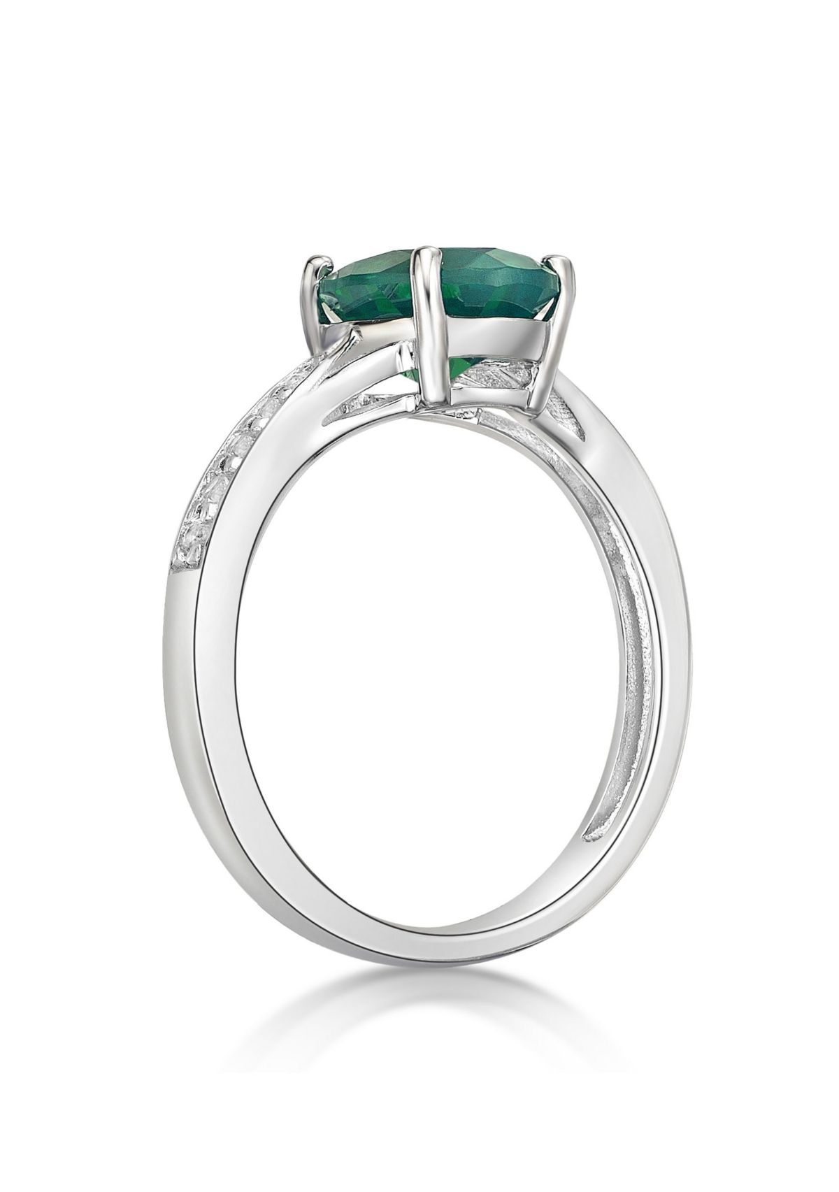 Lab Created 1.8 ct. t.w. Lab-created Emerald and Lab-created White Sapphire Accent Ring in Sterling Silver