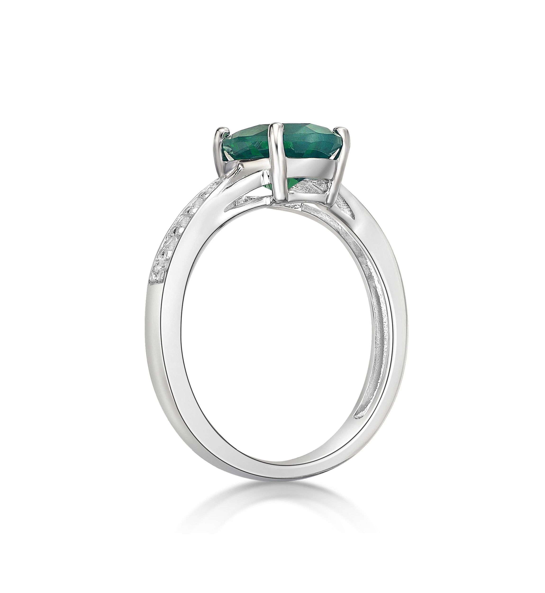 Lab Created 1.8 ct. t.w. Lab-created Emerald and Lab-created White Sapphire Accent Ring in Sterling Silver