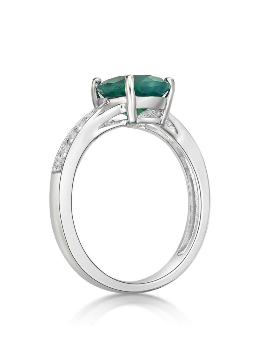 Lab Created 1.8 ct. t.w. Lab-created Emerald and Lab-created White Sapphire Accent Ring in Sterling Silver