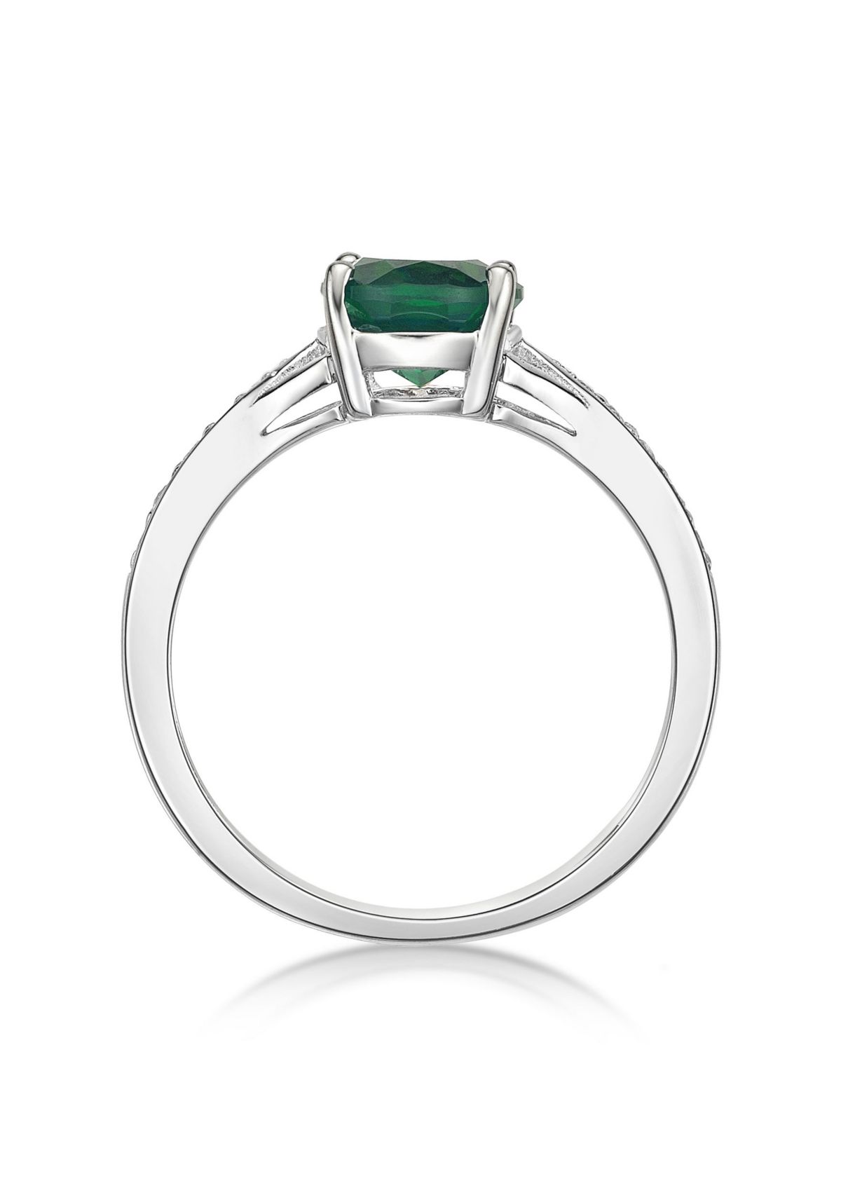 Lab Created 1.8 ct. t.w. Lab-created Emerald and Lab-created White Sapphire Accent Ring in Sterling Silver