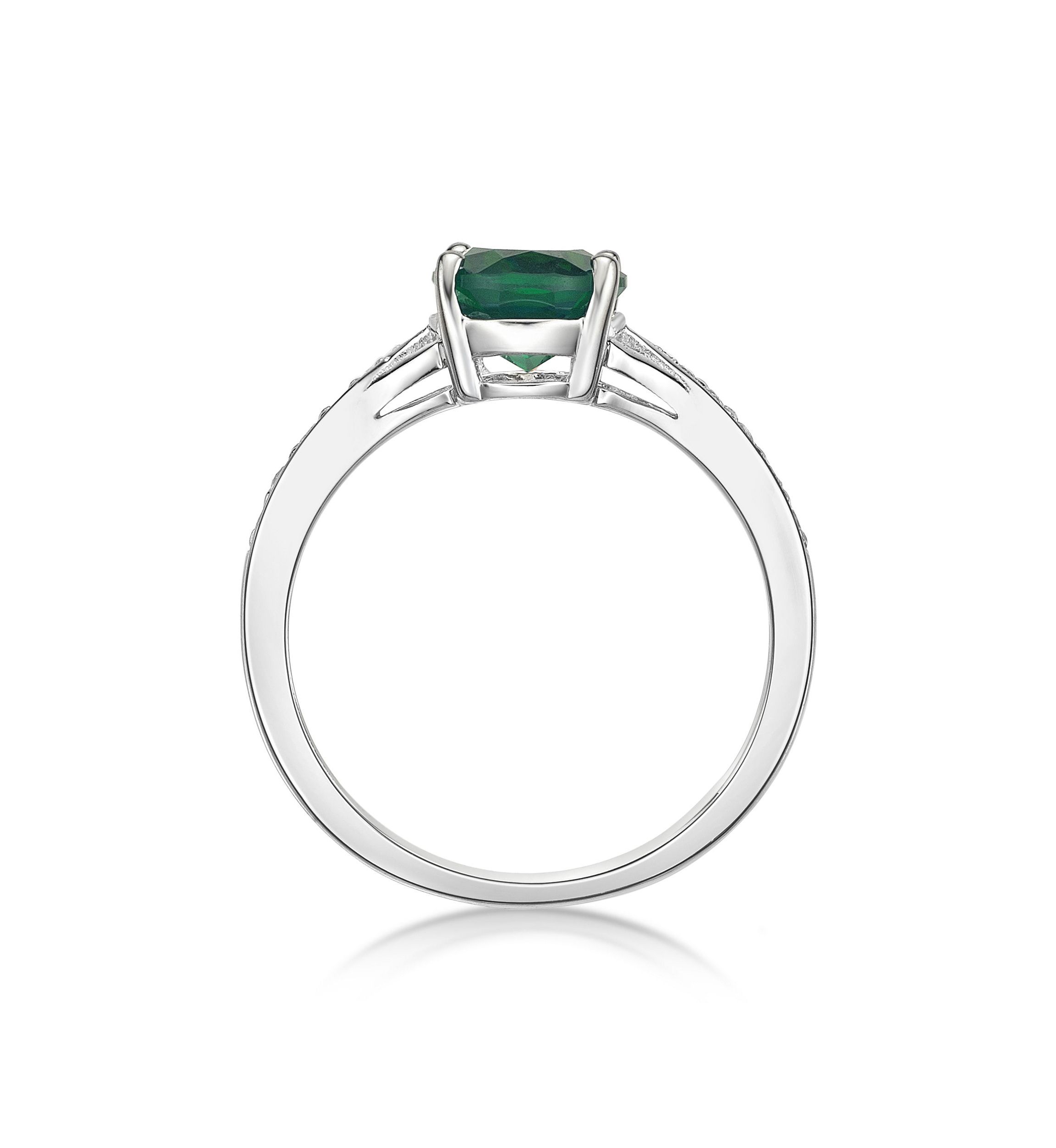 Lab Created 1.8 ct. t.w. Lab-created Emerald and Lab-created White Sapphire Accent Ring in Sterling Silver