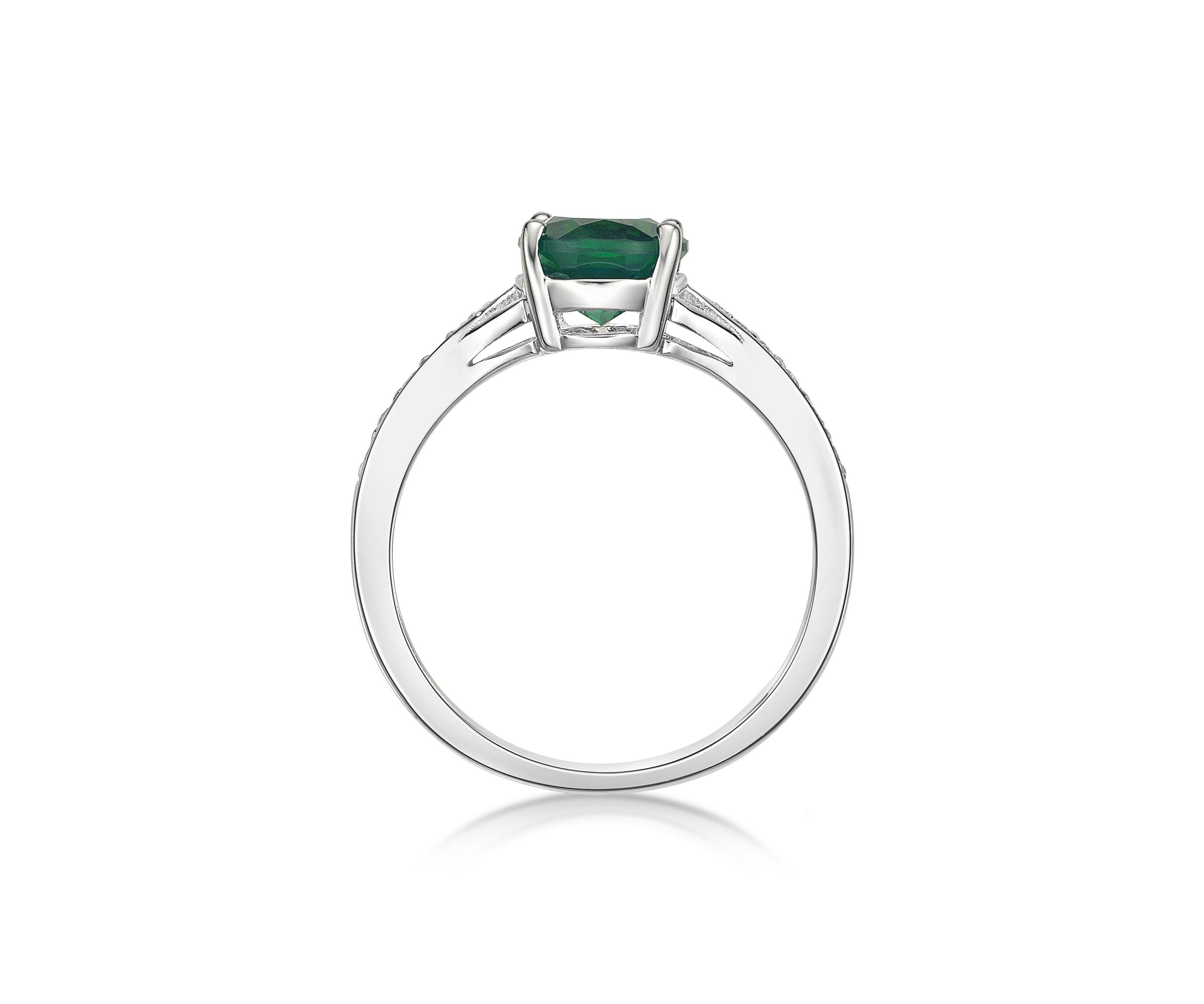 Lab Created 1.8 ct. t.w. Lab-created Emerald and Lab-created White Sapphire Accent Ring in Sterling Silver