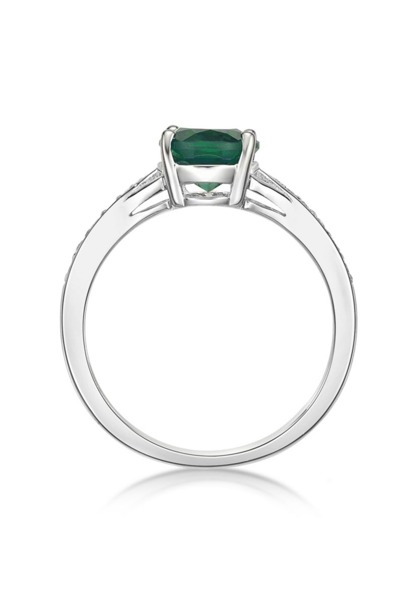 Lab Created 1.8 ct. t.w. Lab-created Emerald and Lab-created White Sapphire Accent Ring in Sterling Silver