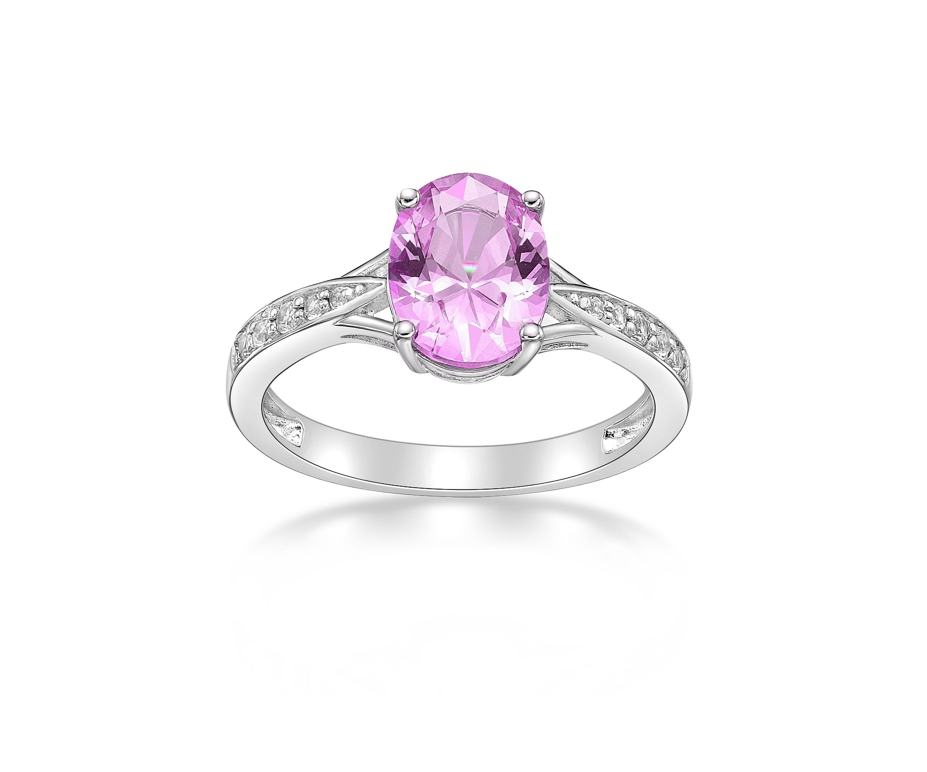 Lab Created 2.2 ct. t.w. Lab-created Pink Sapphire and Lab-created White Sapphire Accent Ring in Sterling Silver