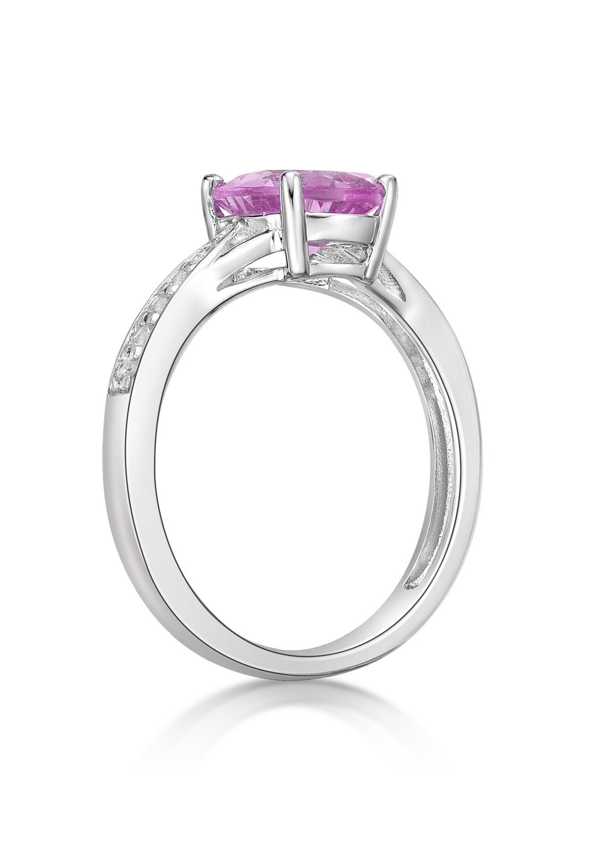 Lab Created 2.2 ct. t.w. Lab-created Pink Sapphire and Lab-created White Sapphire Accent Ring in Sterling Silver