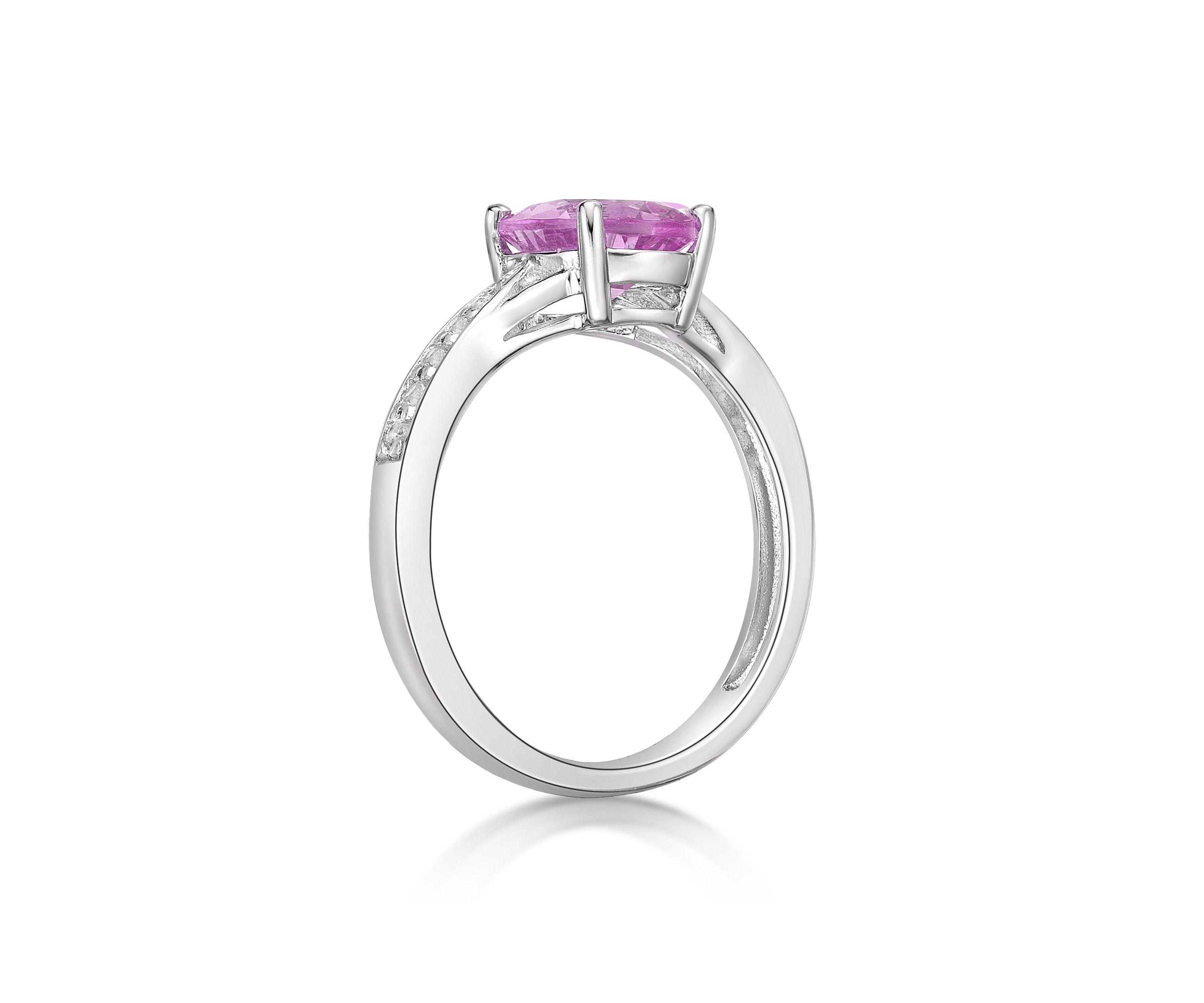 Lab Created 2.2 ct. t.w. Lab-created Pink Sapphire and Lab-created White Sapphire Accent Ring in Sterling Silver