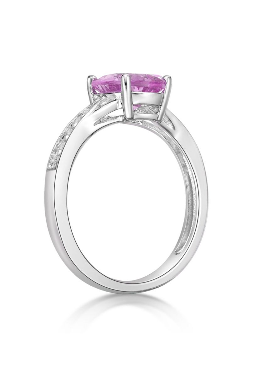 Lab Created 2.2 ct. t.w. Lab-created Pink Sapphire and Lab-created White Sapphire Accent Ring in Sterling Silver