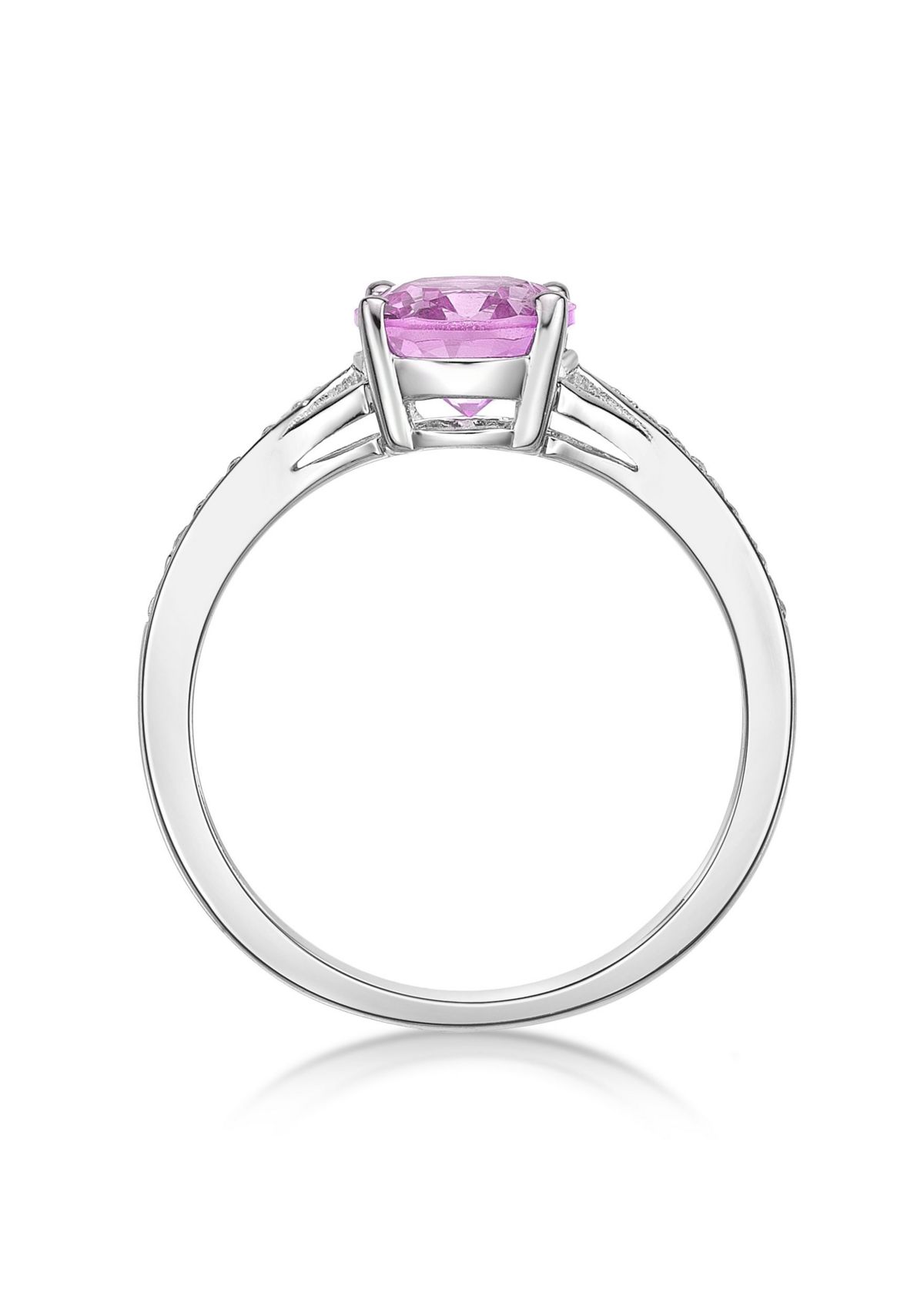 Lab Created 2.2 ct. t.w. Lab-created Pink Sapphire and Lab-created White Sapphire Accent Ring in Sterling Silver