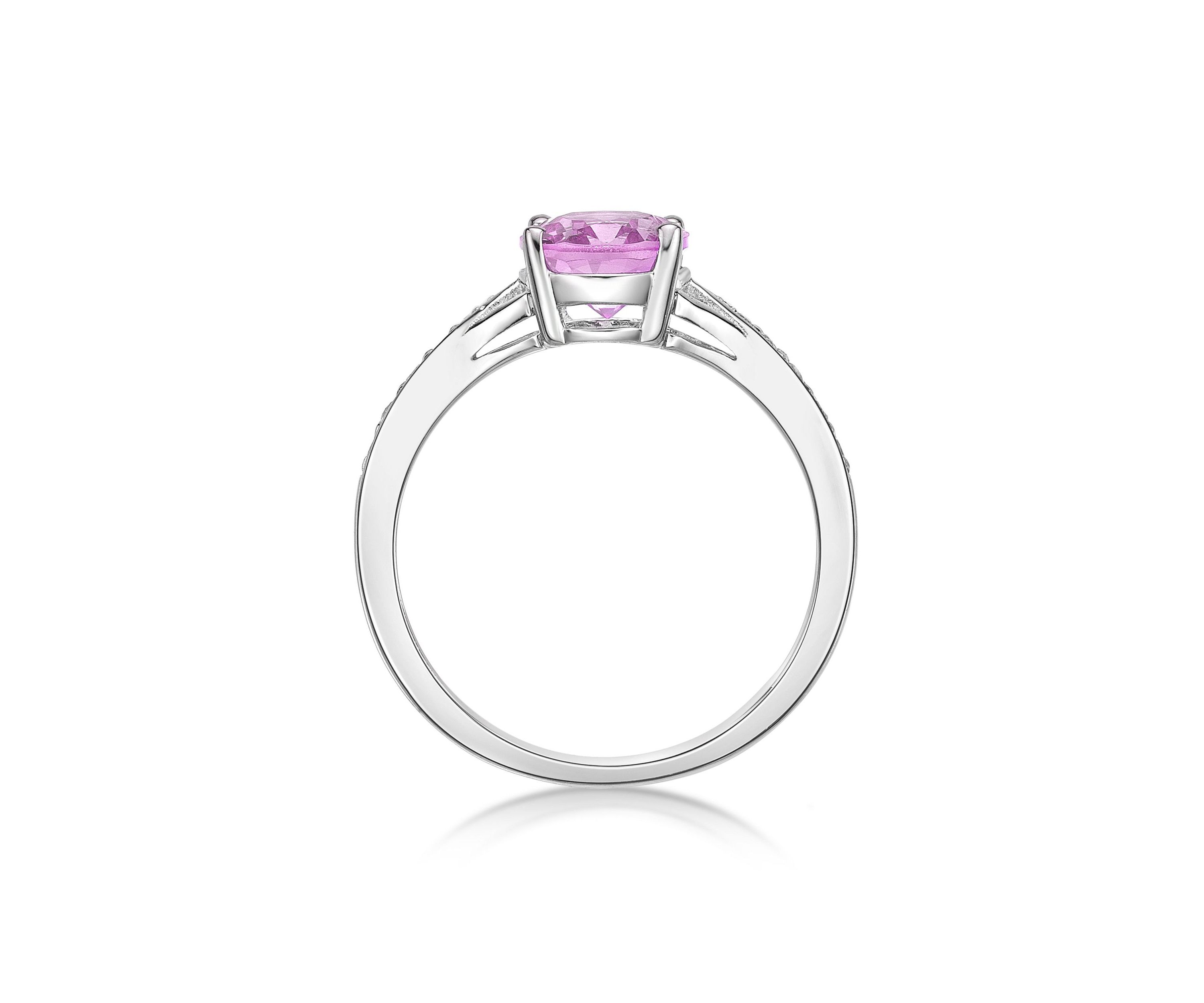 Lab Created 2.2 ct. t.w. Lab-created Pink Sapphire and Lab-created White Sapphire Accent Ring in Sterling Silver