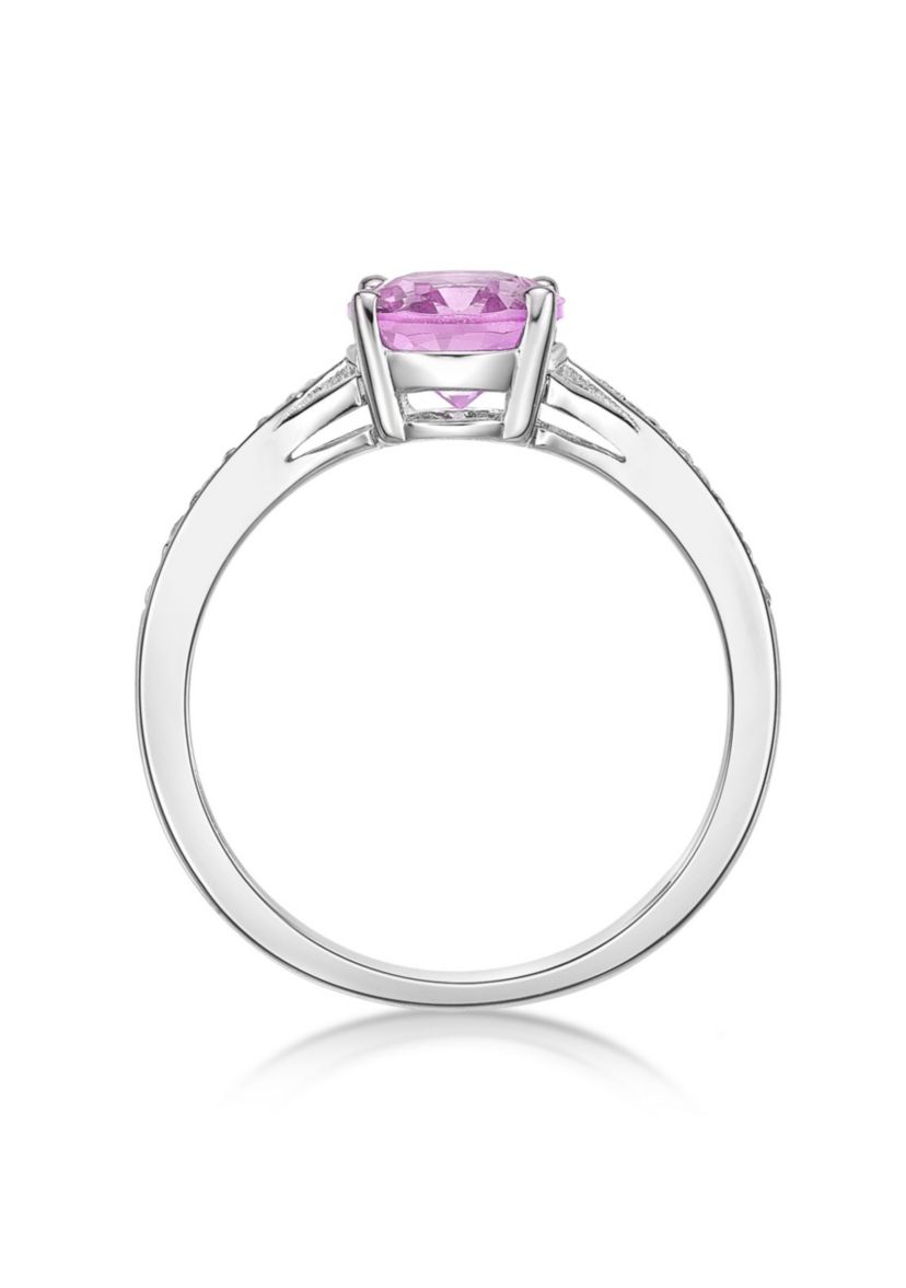 Lab Created 2.2 ct. t.w. Lab-created Pink Sapphire and Lab-created White Sapphire Accent Ring in Sterling Silver