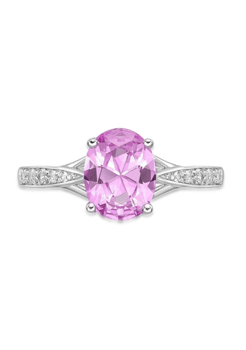 Lab Created 2.2 ct. t.w. Lab-created Pink Sapphire and Lab-created White Sapphire Accent Ring in Sterling Silver